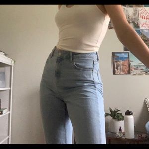 TopShop high waisted light wash mom jeans!